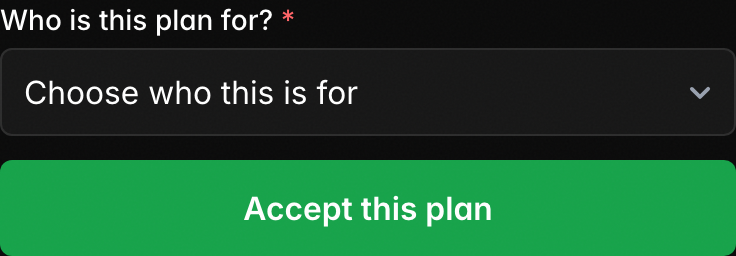 The Who is this plan for step, with Myself and each child to choose from